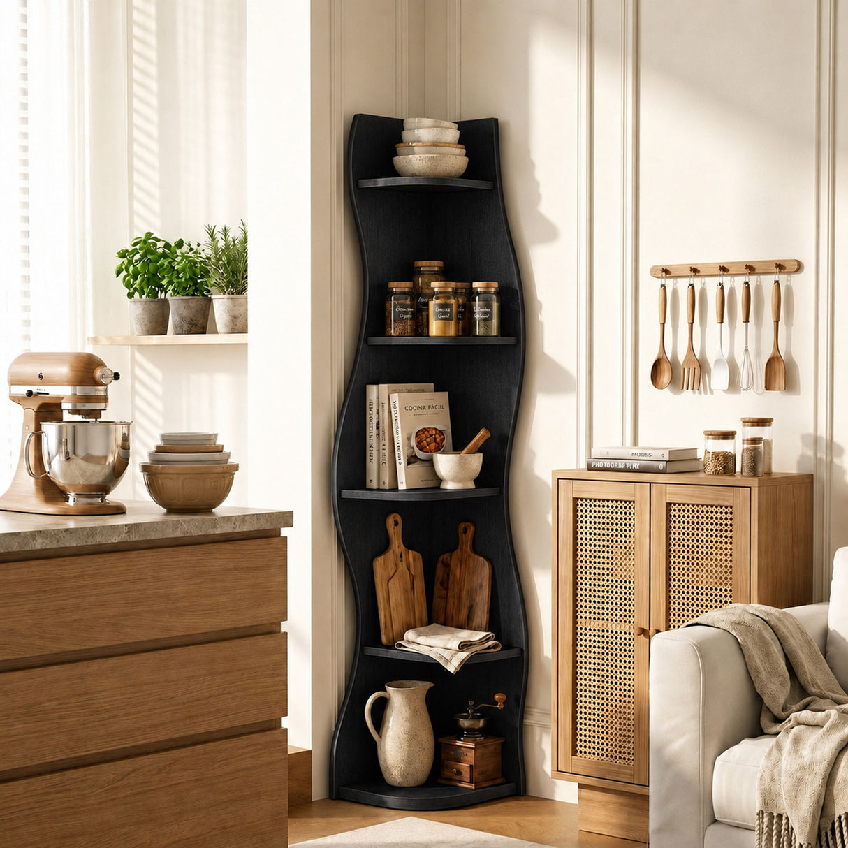 5 Tier S - Shaped Corner Shelf For Living Room