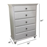 1 Piece Chest 5 Drawers Knob Handles Bedroom Furniture - White