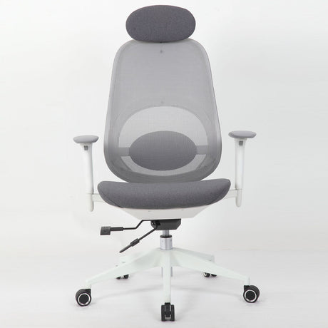 High Back Swivel Desk Chair With Height Adjustable Backrest, 3 Tilt Lock & Rotatable Headrest - Milk White