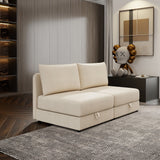 Modular Sectional Sofa With Storage, Convertible 2 Seater Sleeper Sofa - Beige