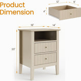 Fluted Nightstand With 2 Drawers