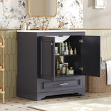 Bathroom Vanity With Sink, Cabinet & 2 Soft Closing Doors & Adjustable Shelf