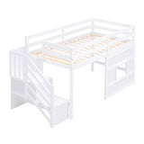 Loft Bed With Storage Staircase, Window & LED Light