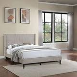 Eastern King Size Platform Bed, Upholstered Headboard - Light Brown