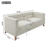 Modern 3 Seater Sofa, Upholstered Couch With Curved Armrests