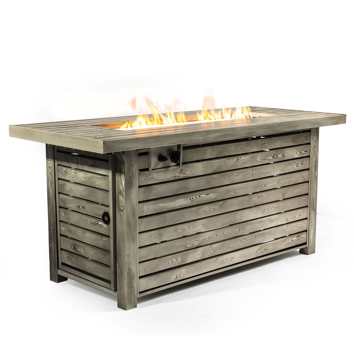 Propane Gas Fire Pit Table, 50000 Btu, Rectangular For Outside - Light Beige