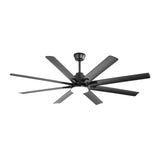 66" Ceiling Fan With Dimmable LED Light, 8 Blades, Smart Remote Control, Reversible DC Motor, For Home Office - Matte Black