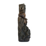Decorative 4 Tier Broken Pot Water Fountain With LED Light - Brown
