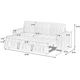 Convertible Sleeper Sofa With Pull Out Bed, Upholstery, Square Arms - Dark Gray