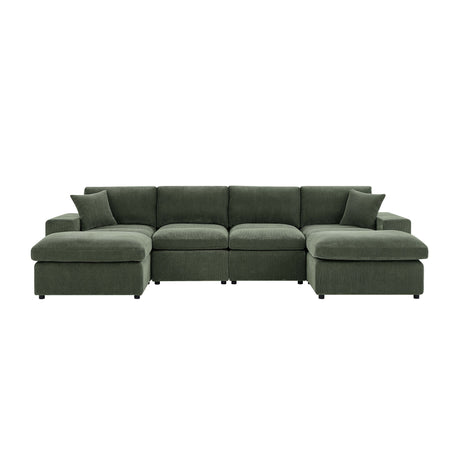 Upholstered Symmetrical Modular Sectional With 6 Seating