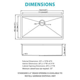 Undermount Workstation Kitchen Sink Stainless Steel Single Bowl