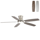 42" Low Profile Ceiling Fan With Light, 18W Dimmable LED, Reversible DC Motor, Quiet Operation, 5 Blades, Remote Included - Silver