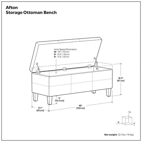 Afton - Large Storage Ottoman Bench
