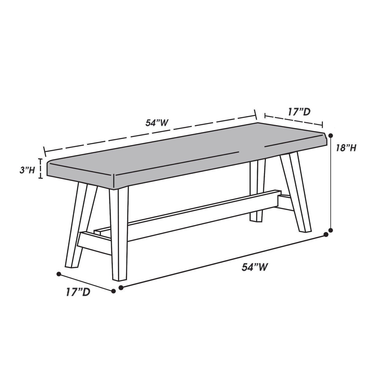 Dining Room Bench - Gray / Gray