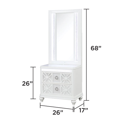 Abigale - Nightstand Top Mirror With LED Lighting (Only Mirror Top) - White