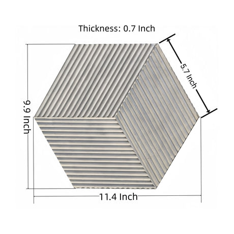 Hexagon Natural Stone Marble Tile, 3D Fluted (Set of 12)
