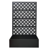 Rhombus Planter Raised Garden Bed With Trellis For Climbing Plants - Black