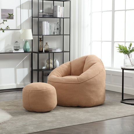 Bedding Bean Bag Sofa Chair High Pressure Foam With Footrest