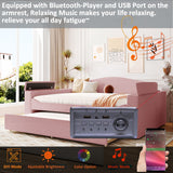 Upholstered Daybed With Storage Armrests, Trundle And Latest Integrated tooth Audio System