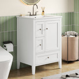 Modern Bathroom Vanity With Sink, Soft Close Drawers & Door, Storage Rack