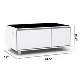 Modern Smart Coffee Table With Built-In Fridge - tooth Speaker, Wireless Charging, Touch Control Panel, USB Interface, Outlet Protection, Atmosphere Light