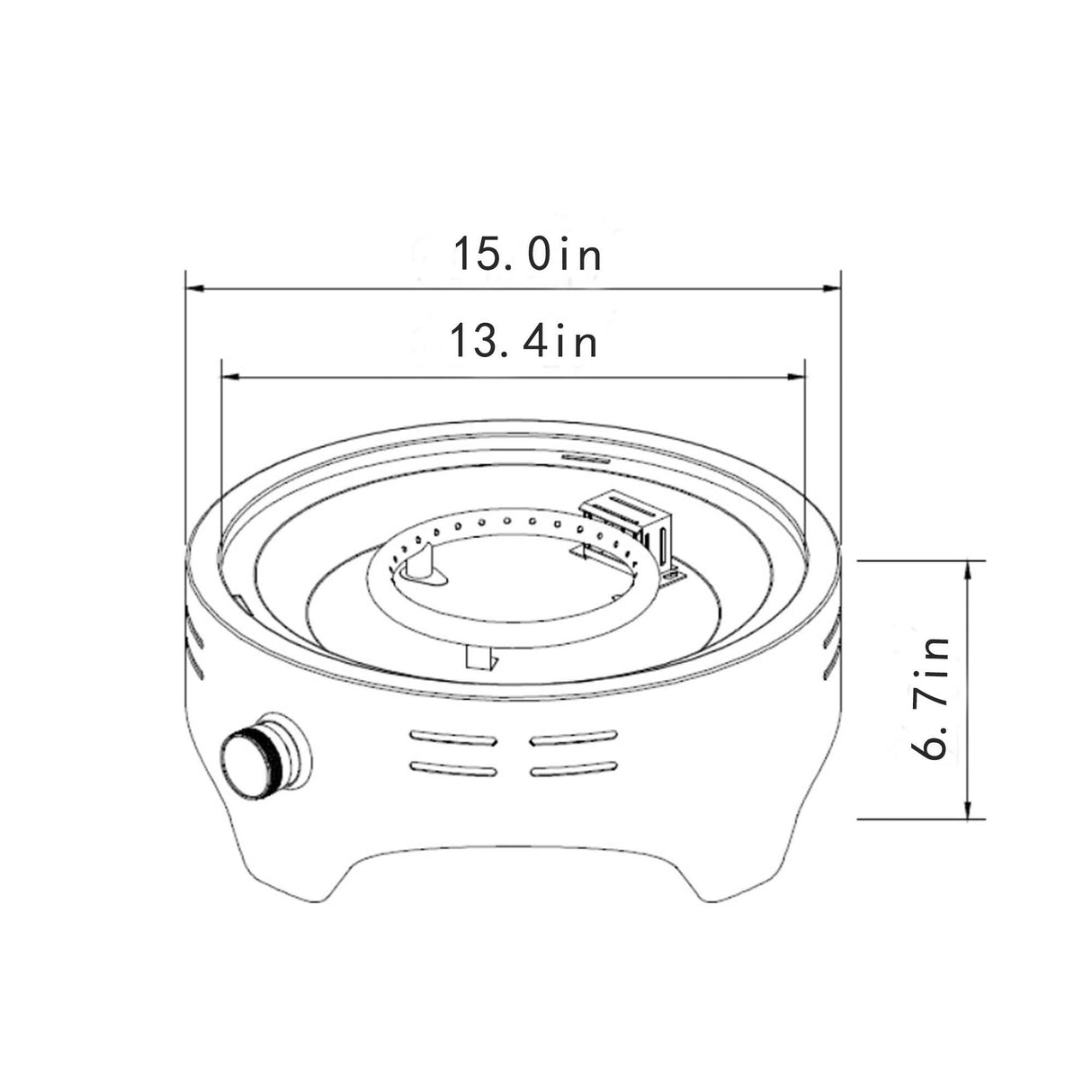 Propane Tabletop Gas Fire Pit, 40000 Btu Round For Outdoor - Black