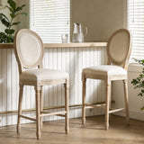 French Country Bar Chairs & Round Back (Set of 2)