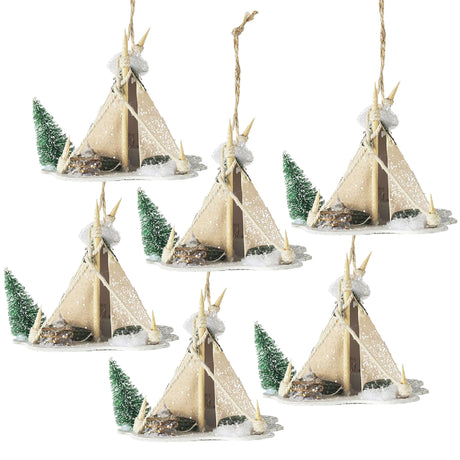 Cardboard Lited Tent Ornament Decorative Hanging Christmas Tree Ornaments For Holiday Party Decorations (Set of 6) - Multicolor
