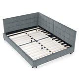 Elegant Storage Upholstered Tufted Bed Frame With Backrest And Armrests