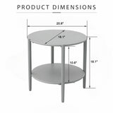 Round Outdoor Coffee Table With Shelf For Garden - Gray