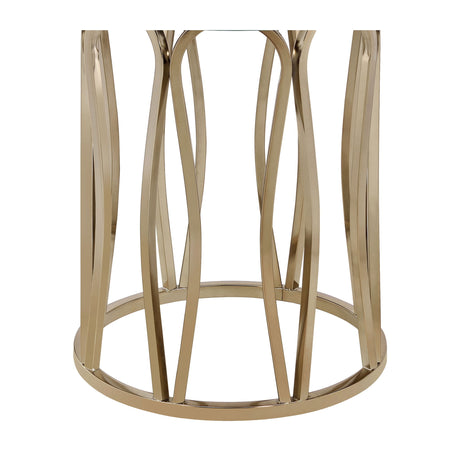 Round Glass Top Table With Polished Metal Base