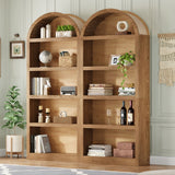 Freestanding Tall 5 Tier Display Bookcase For Living Room (Set of 2) - Brown