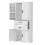 Multi Functional Storage Cabinet With Adjustable Shelves, 2 Drawers, Door Shelves