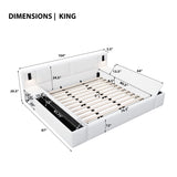 Upholstered Platform Bed Frame With Hidden Storage, Built-In Nightstands & LED Reading Lights