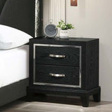 Nightstand With USB Port, Tapered Legs - Black