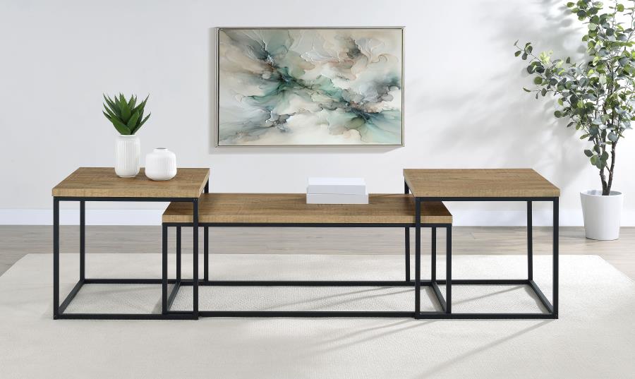 Straden 3-piece Engineered Wood Coffee Table Set Mango and Black - 700144