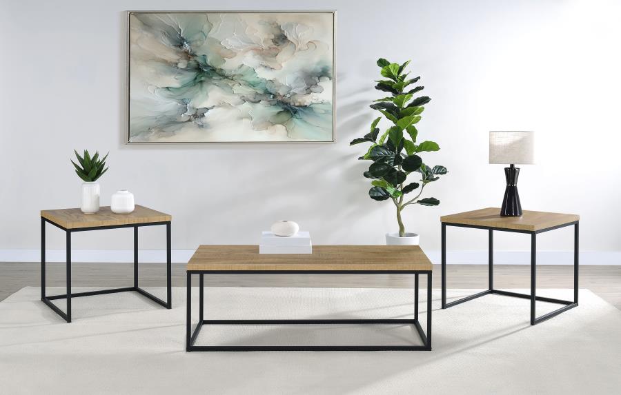 Straden 3-piece Engineered Wood Coffee Table Set Mango and Black - 700144