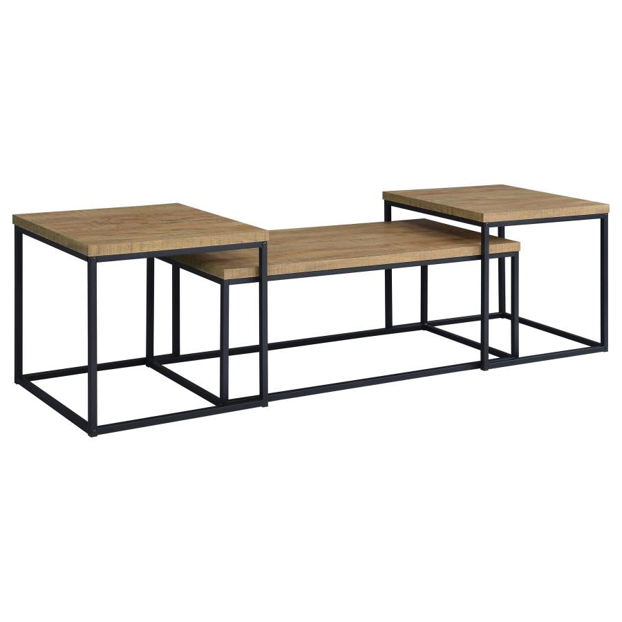 Straden 3-piece Engineered Wood Coffee Table Set Mango and Black - 700144