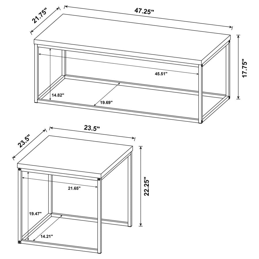 Straden 3-piece Engineered Wood Coffee Table Set Mango and Black - 700144