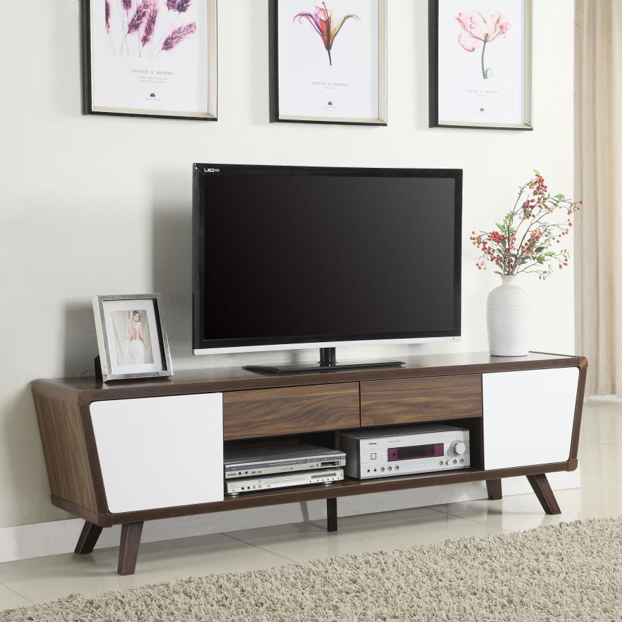 Alvin 2-door Engineered Wood 74-inch TV Stand Dark Walnut - 700793
