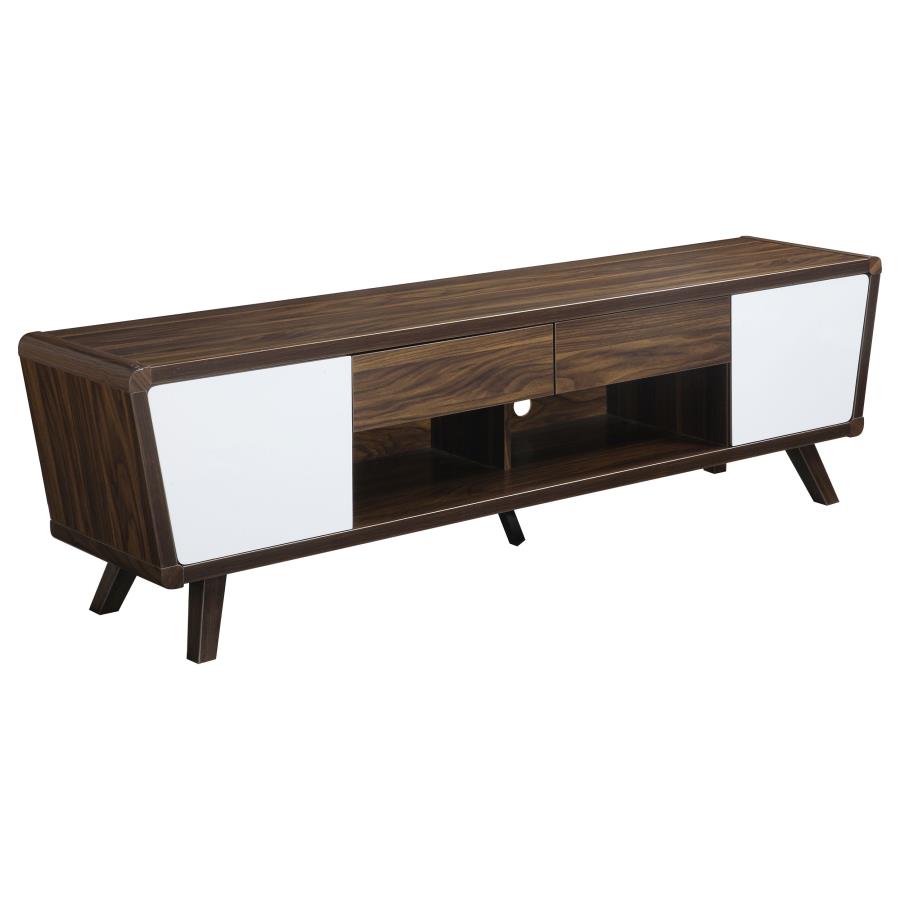 Alvin 2-door Engineered Wood 74-inch TV Stand Dark Walnut - 700793