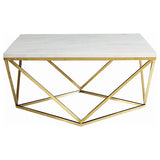 Meryl Square Faux Marble Top Coffee Table White and Gold - 700846