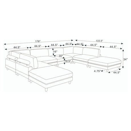 Modern Modular Sectional With Adjustable Back Support