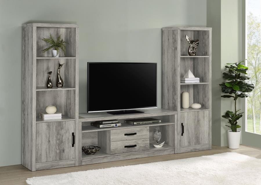 Burke 3-piece 59-inch TV Entertainment Center Grey Driftwood - 701024-SET