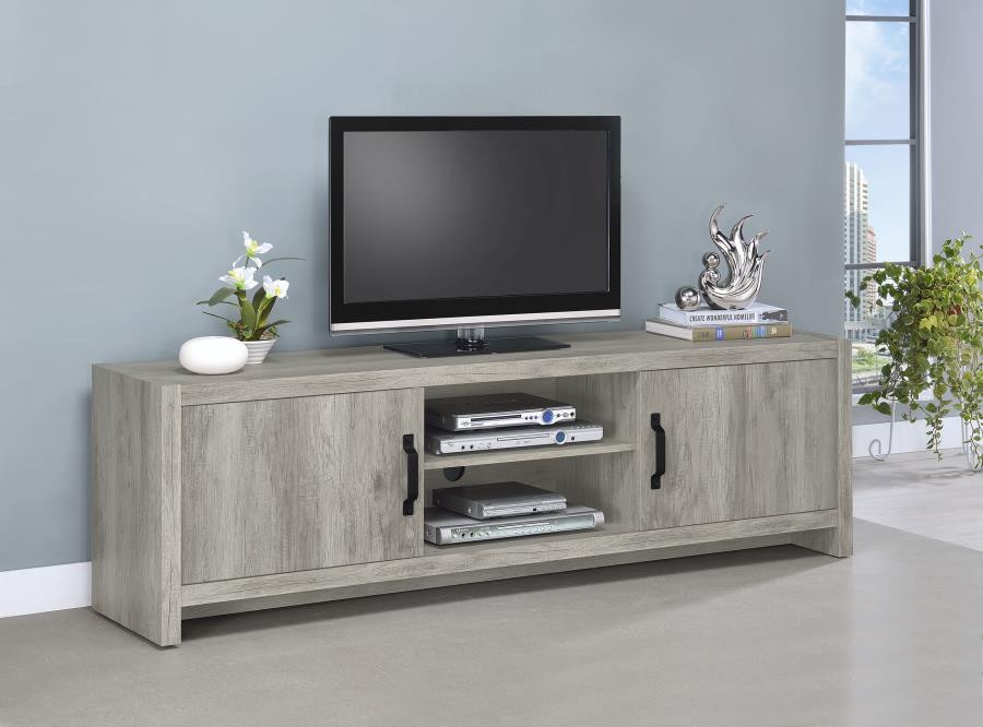 Burke 2-door Engineered Wood 71-inch TV Stand Grey Driftwood - 701025