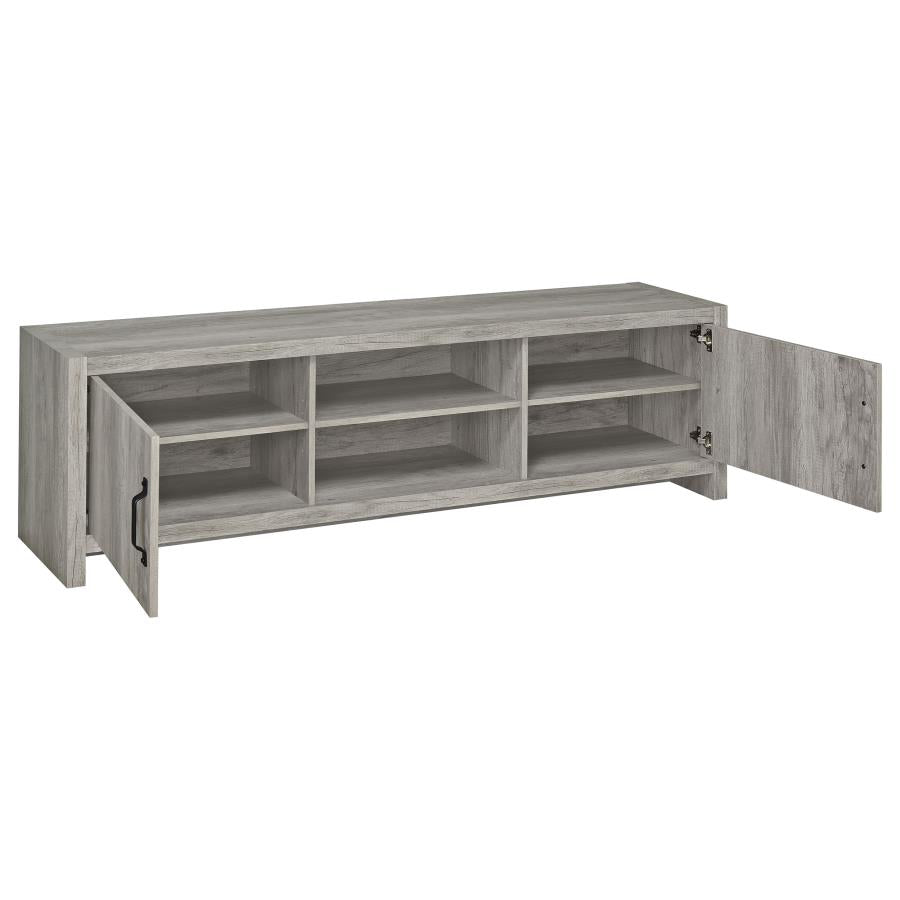 Burke 2-door Engineered Wood 71-inch TV Stand Grey Driftwood - 701025