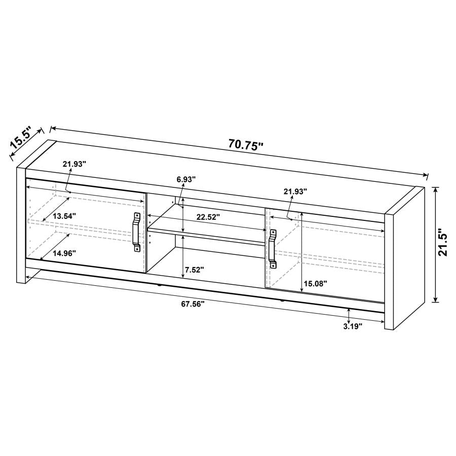 Burke 2-door Engineered Wood 71-inch TV Stand Grey Driftwood - 701025