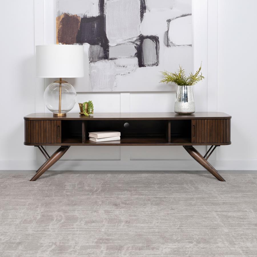 Valna Wood 71-inch TV Stand with Sliding Doors Walnut - 701713