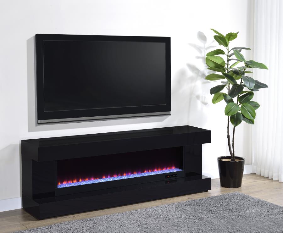 Mallory TV Stand Fireplace Console Bluetooth Speaker Black High Gloss - 701803