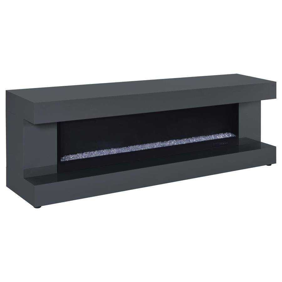Mallory TV Stand Fireplace Console Bluetooth Speaker Grey High Gloss - 701823